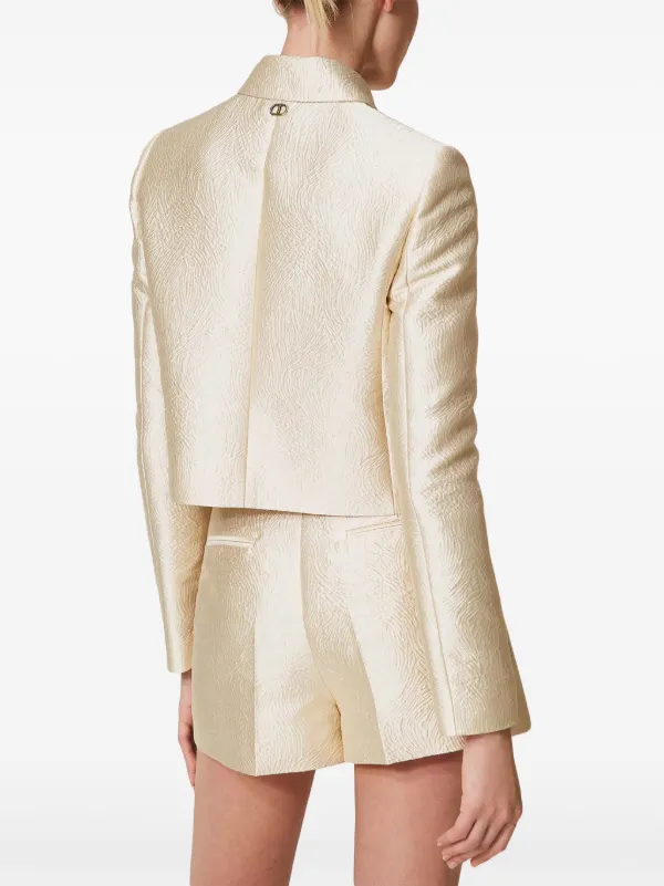 TWINSET Brocade Jacquard Cropped Jacket | Neutrals | FARFETCH