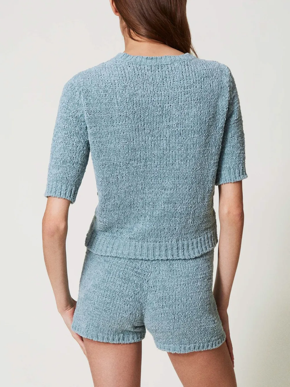 Shop Twinset Oval T Button-detail Shorts In Blue