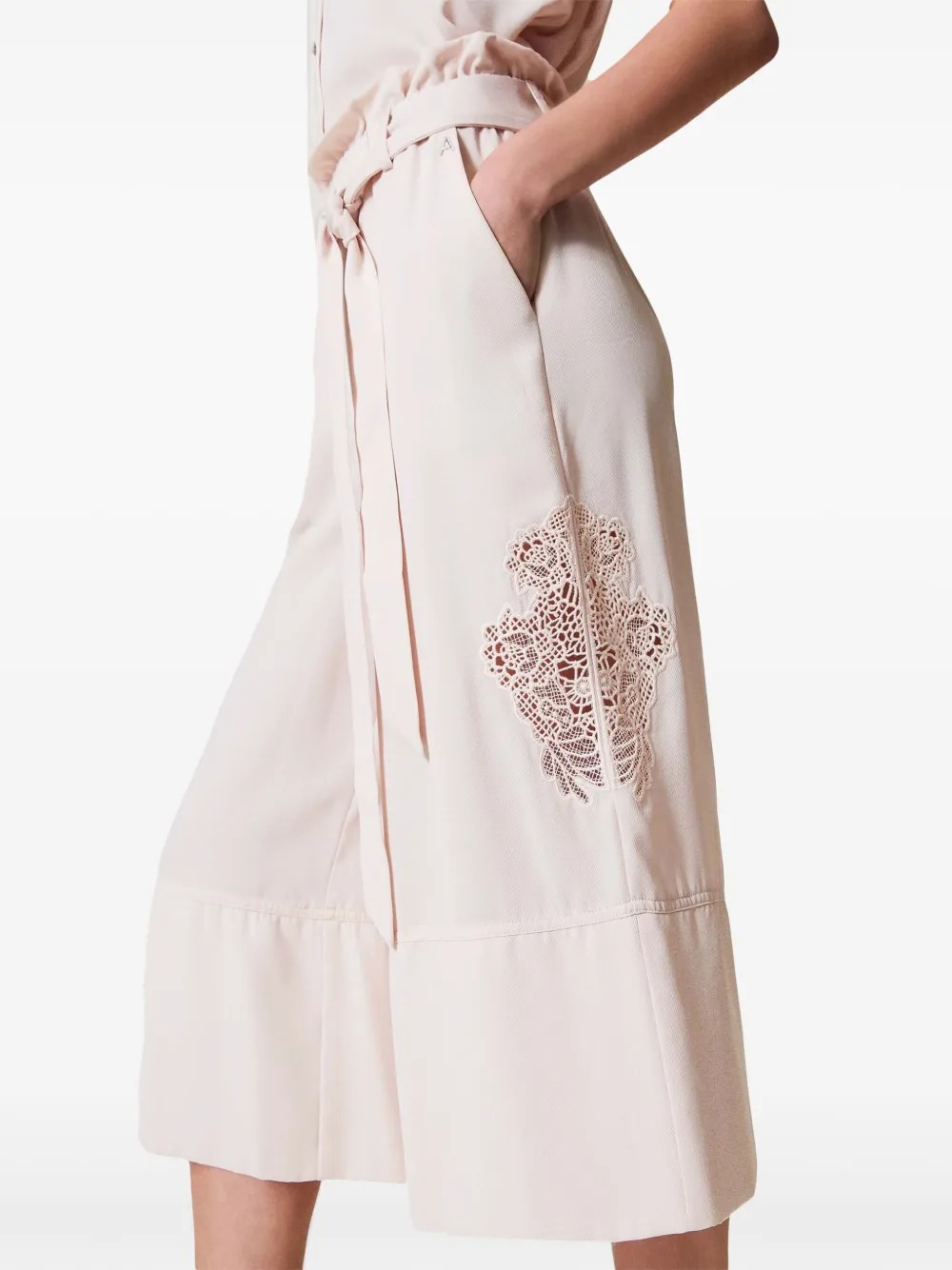 TWINSET Cropped twill broek Roze