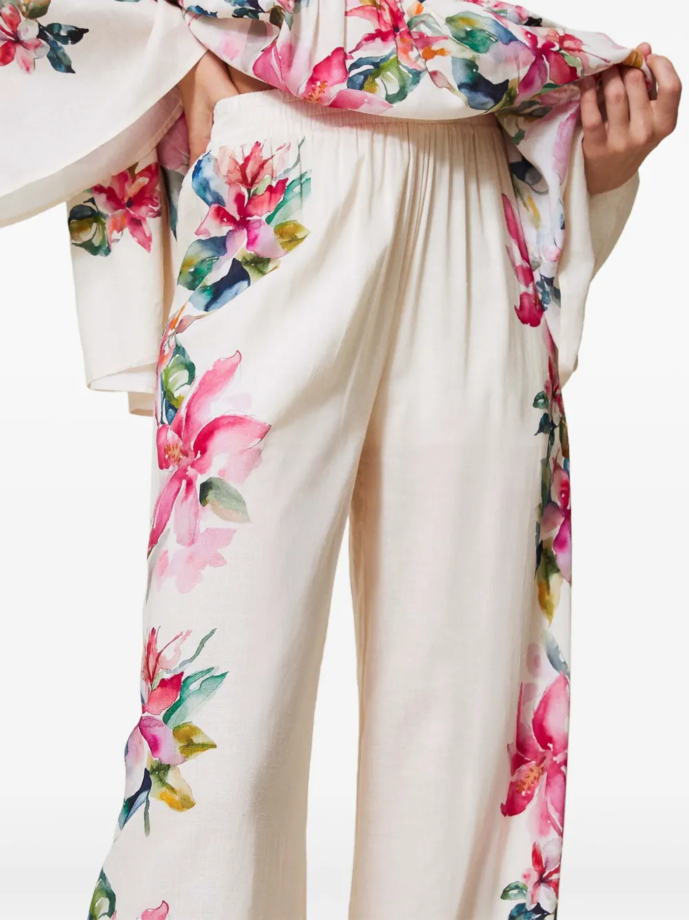 TWINSET Broek met bloemenprint Wit