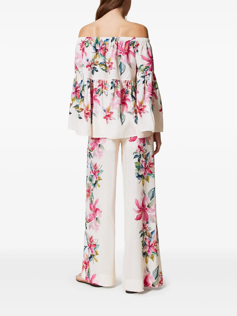 TWINSET Broek met bloemenprint Wit