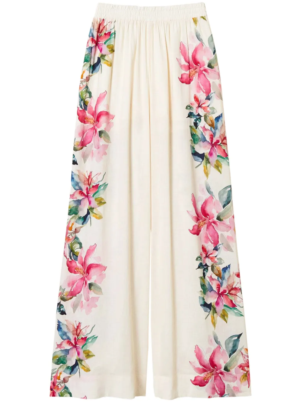 floral-print wide-leg trousers