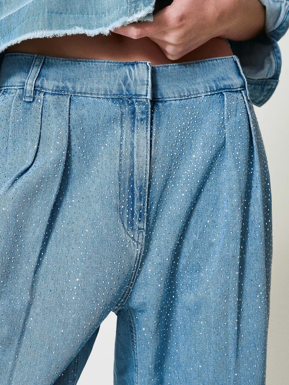 Shop Twinset Pleat-detail Wide-leg Jeans In Blue