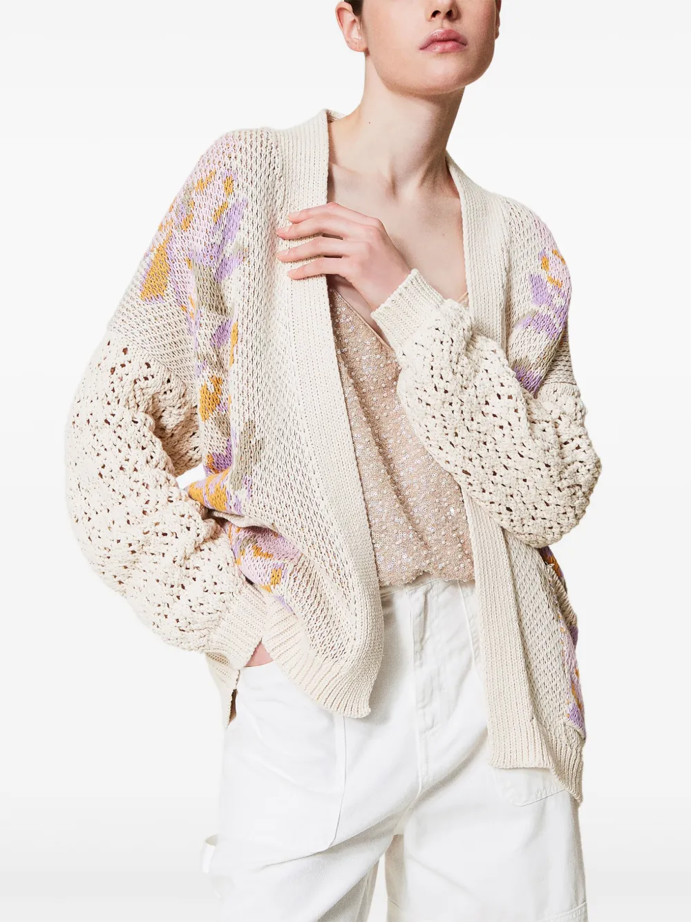 TWINSET floral-motif cardigan - Wit