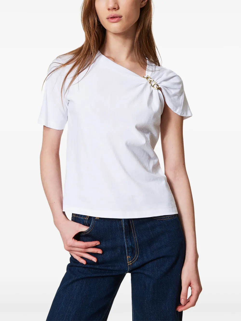 TWINSET chain detail cotton t-shirt - Wit