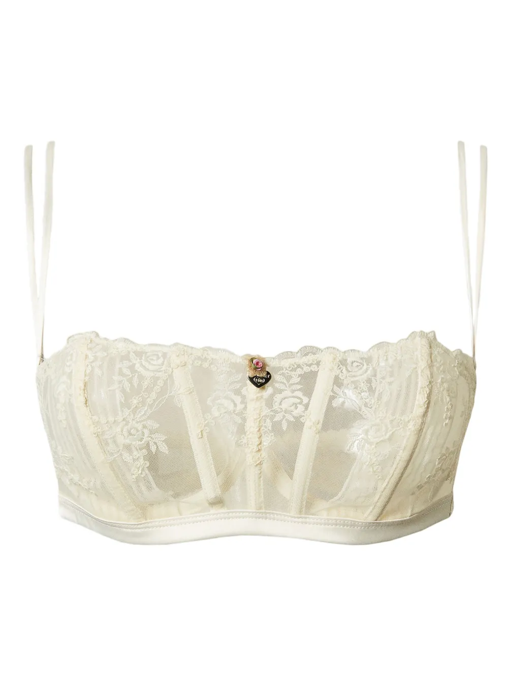 embroidered tulle bandeau bra