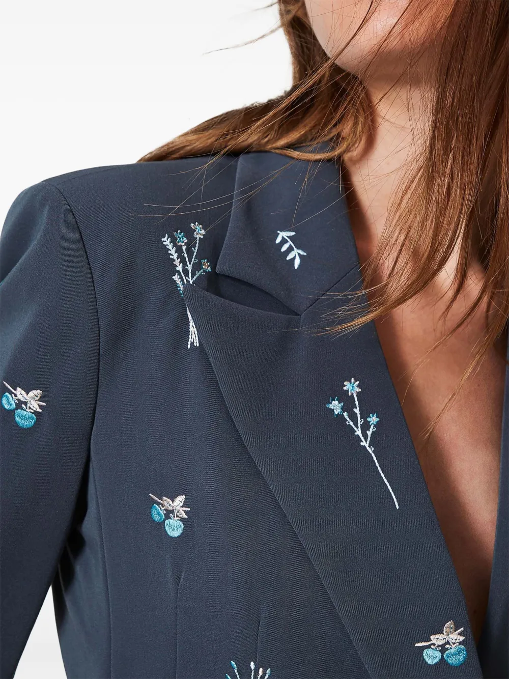 TWINSET Blazer met geborduurde bloemen Blauw