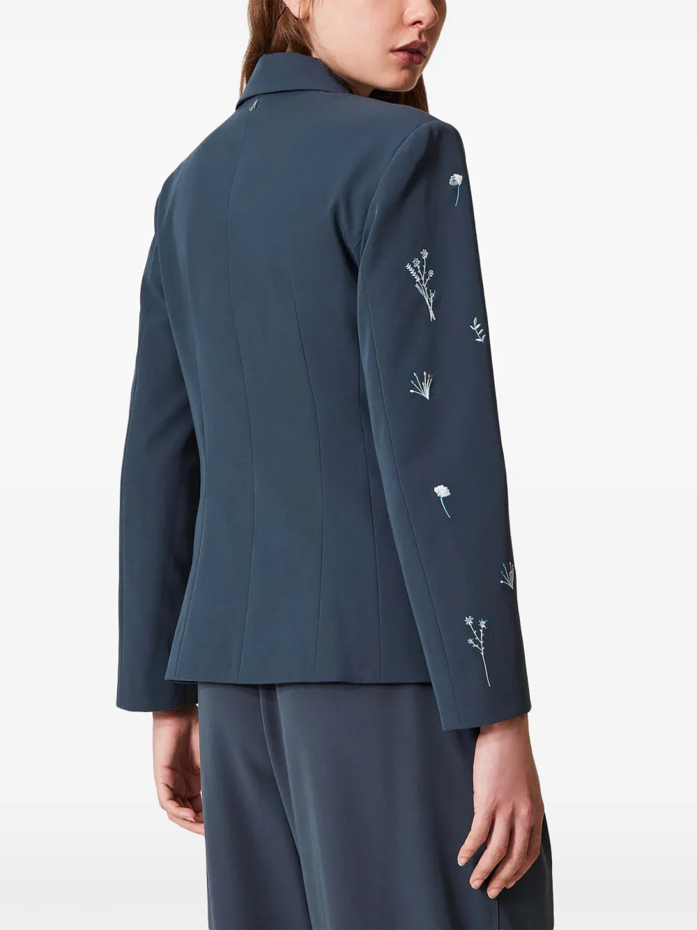 TWINSET Blazer met geborduurde bloemen Blauw