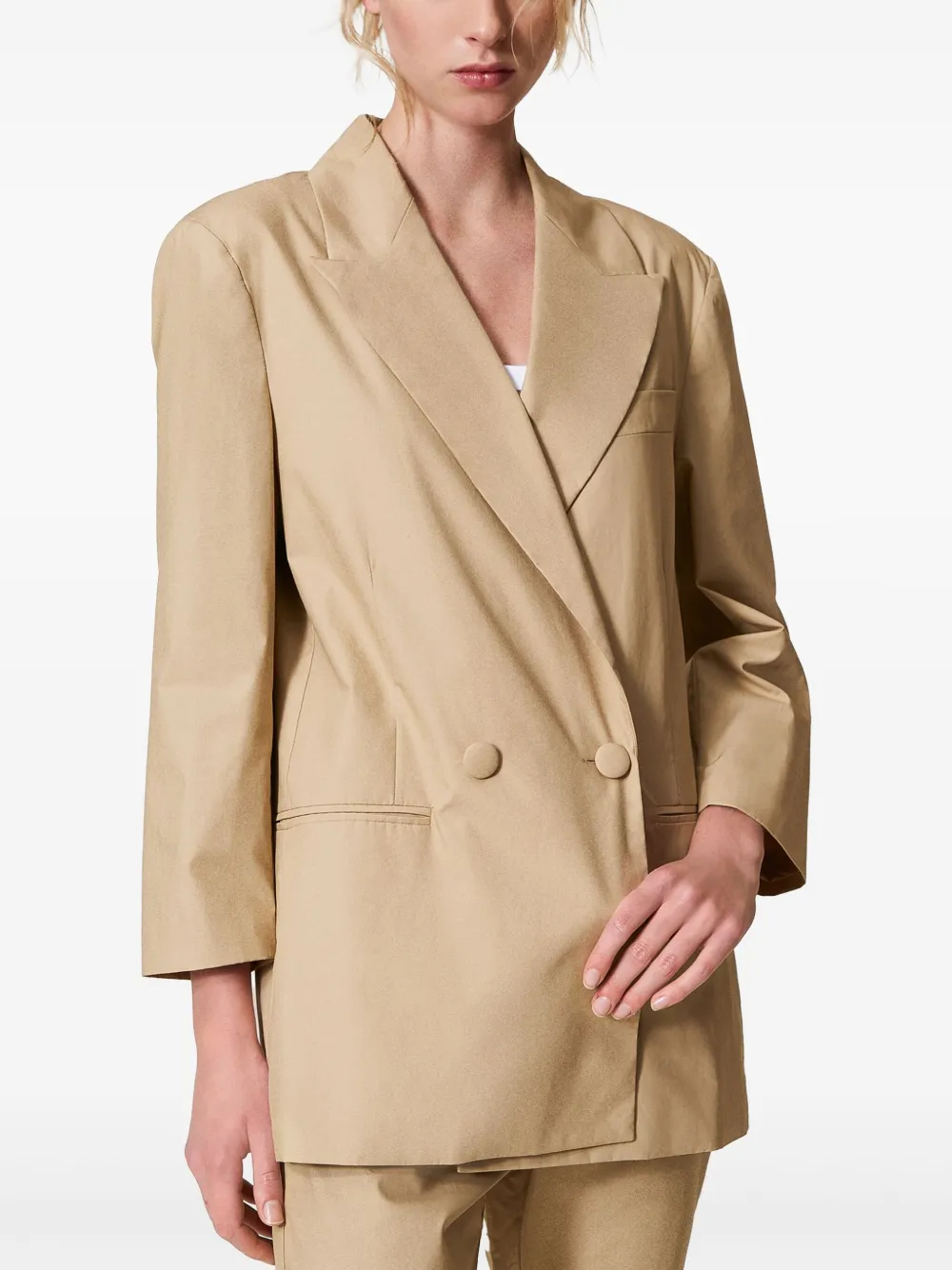 TWINSET Blazer met dubbele rij knopen - Beige