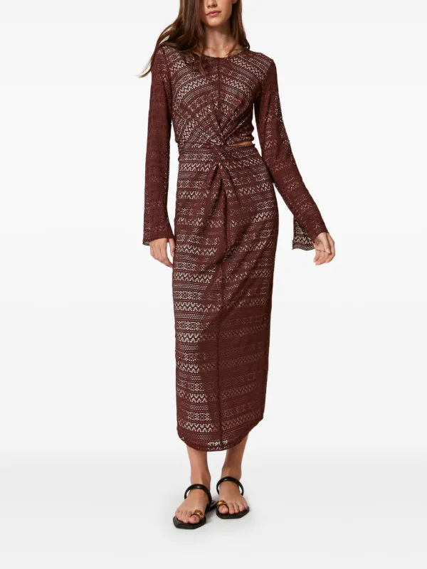 TWINSET Gebreide midi-jurk Bruin FARFETCH NL