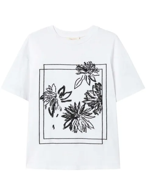 TWINSET sequin embroidery cotton t-shirt 
