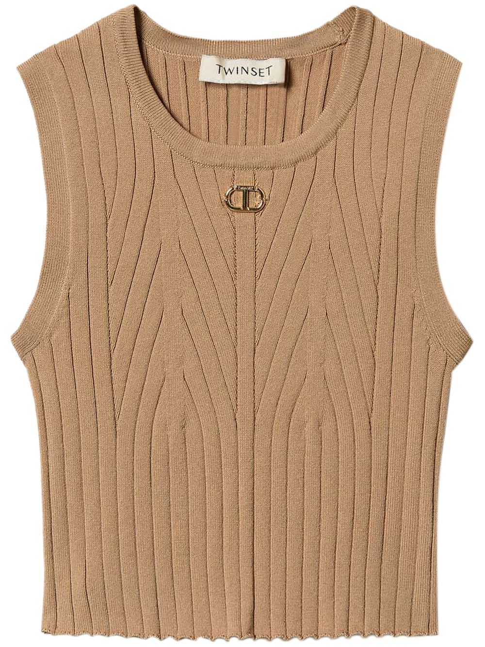 TWINSET Kids Geribbelde tanktop Beige