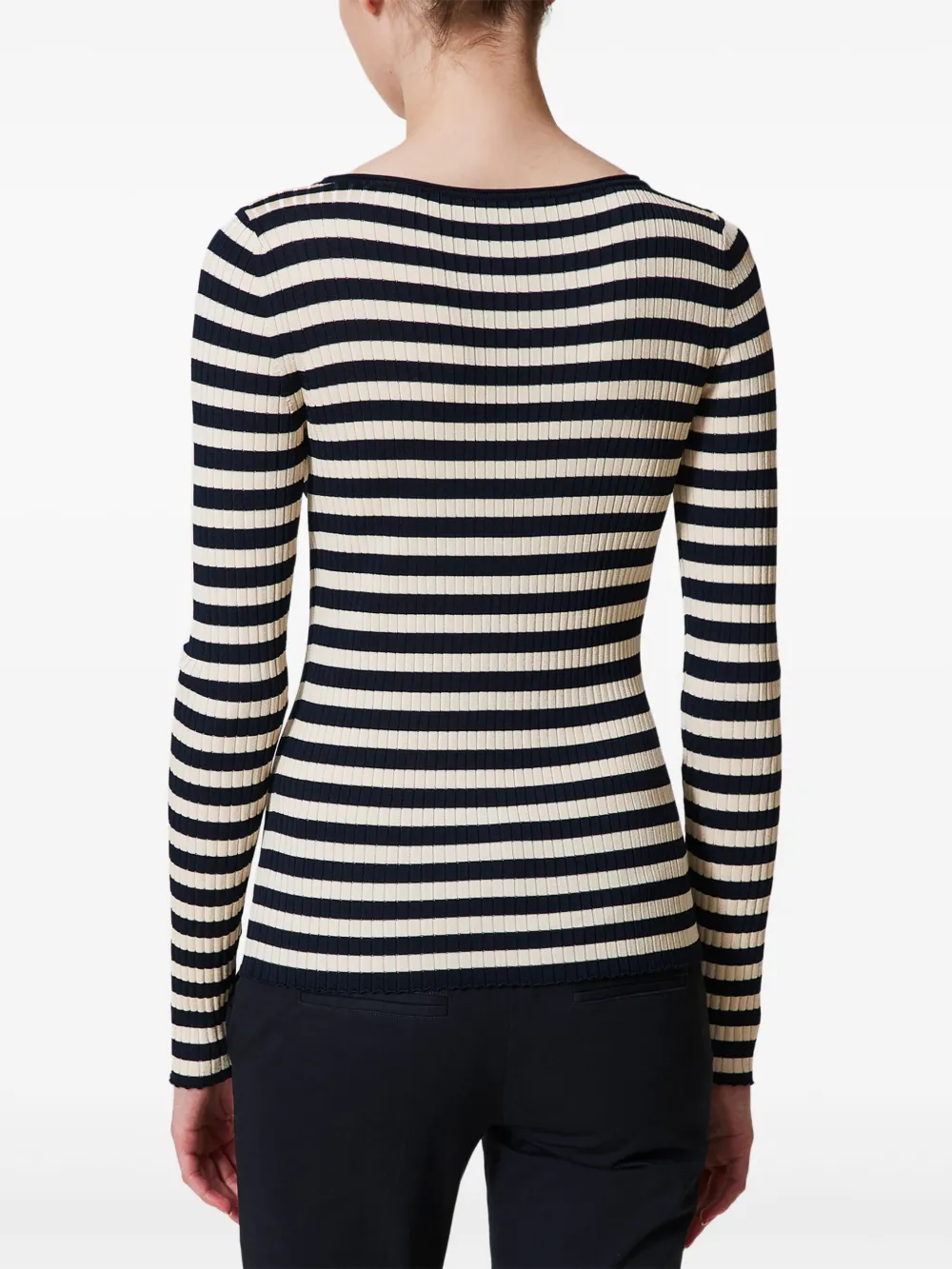 Shop Twinset Striped Jumper In Blue