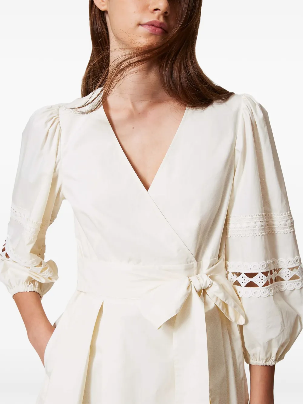 TWINSET Linnen mini-jurk 00059_MADREPERLA