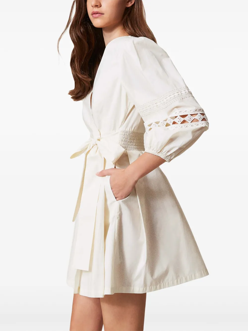 TWINSET Linnen mini-jurk 00059_MADREPERLA