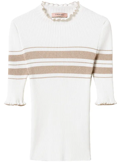 TWINSET rib-knit striped top