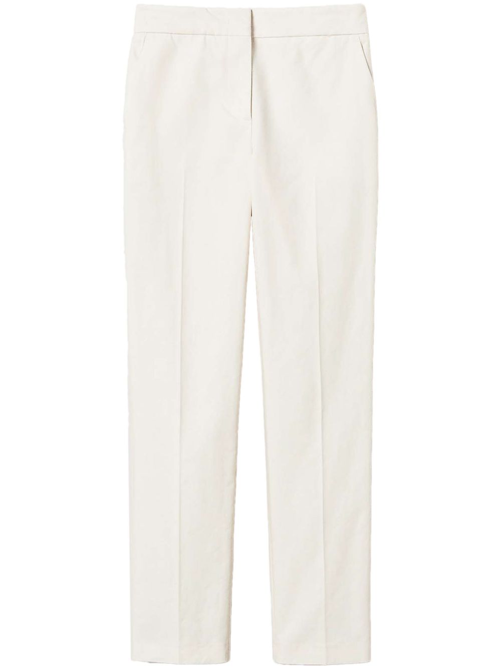 straight-leg gabardine trousers