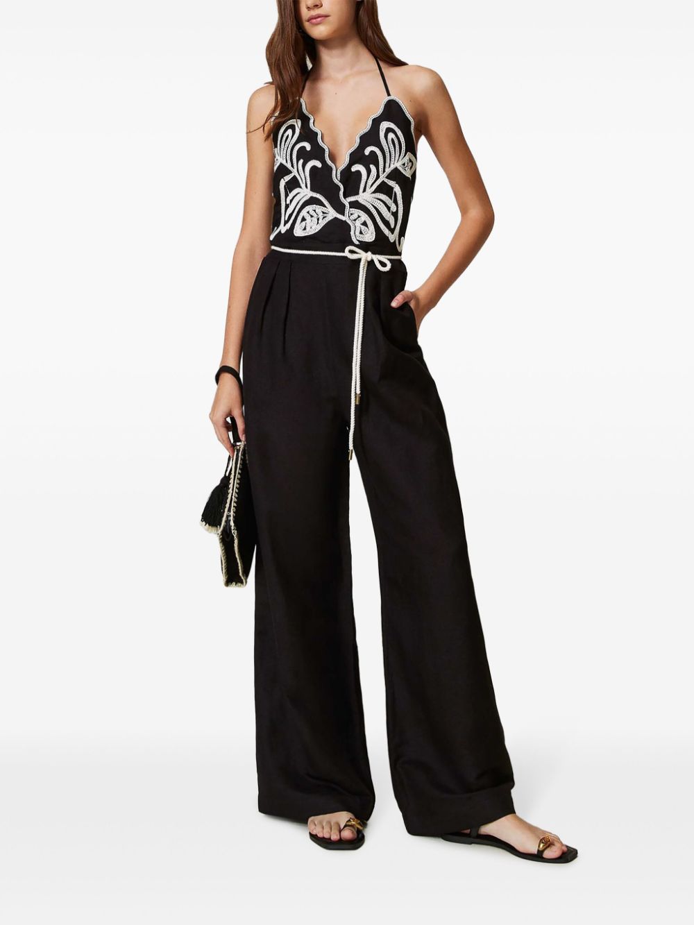 TWINSET Jumpsuit met borduurwerk - Zwart