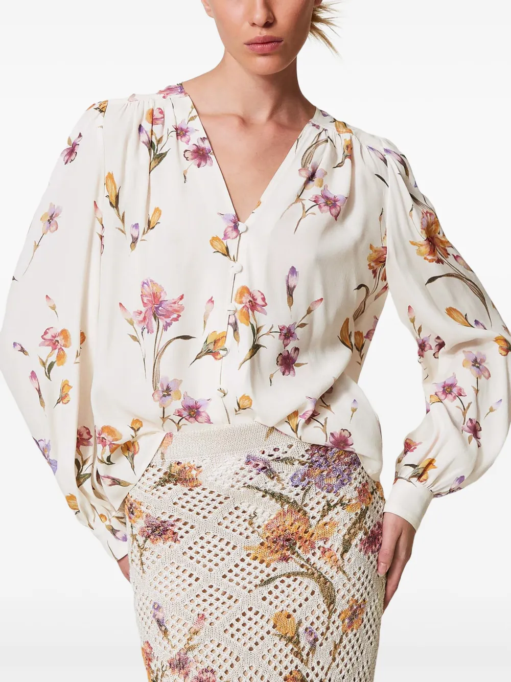 TWINSET Blouse met bloemenprint - Wit