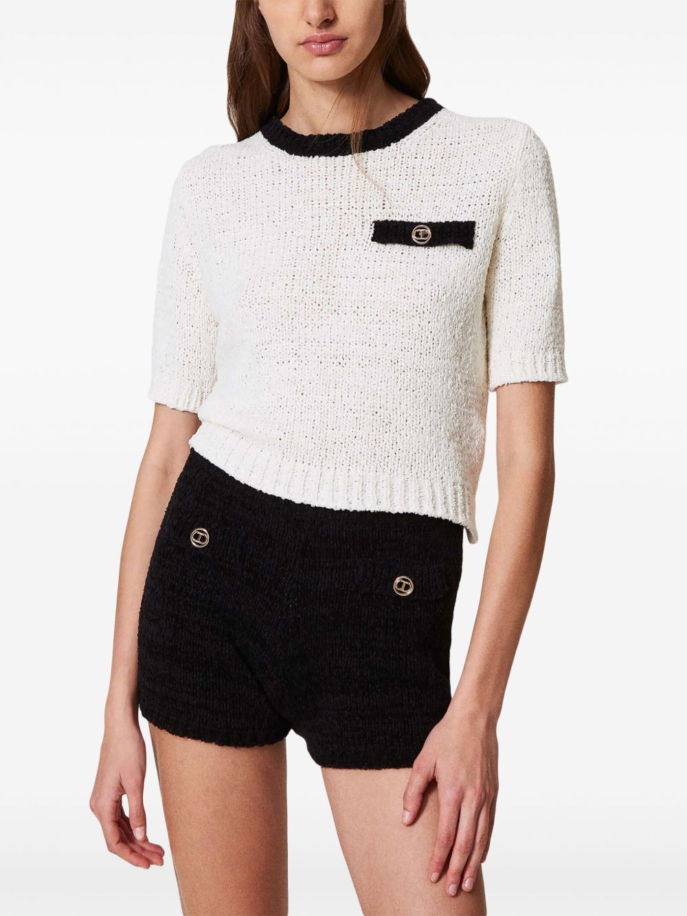 TWINSET Oval T shorts met knoopdetail - Zwart