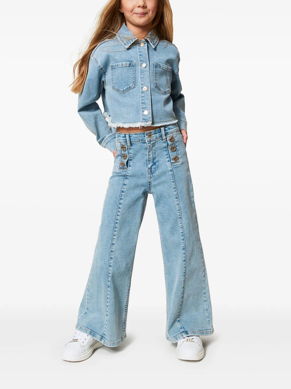 TWINSET Kids decorative-button jeans - Blauw