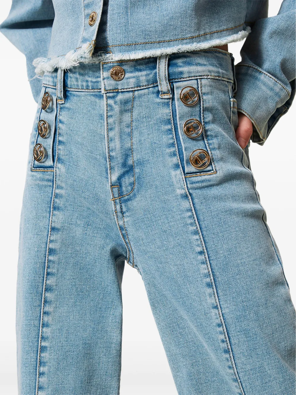 TWINSET Kids Jeans met decoratieve knopen Blauw