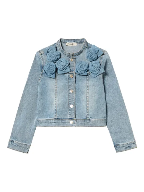 TWINSET Kids rose-embellished denim jacket
