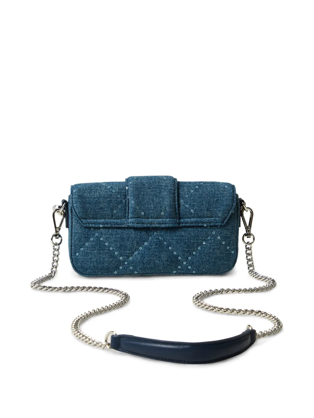 TWINSET Oval T denim crossbodytas Blauw