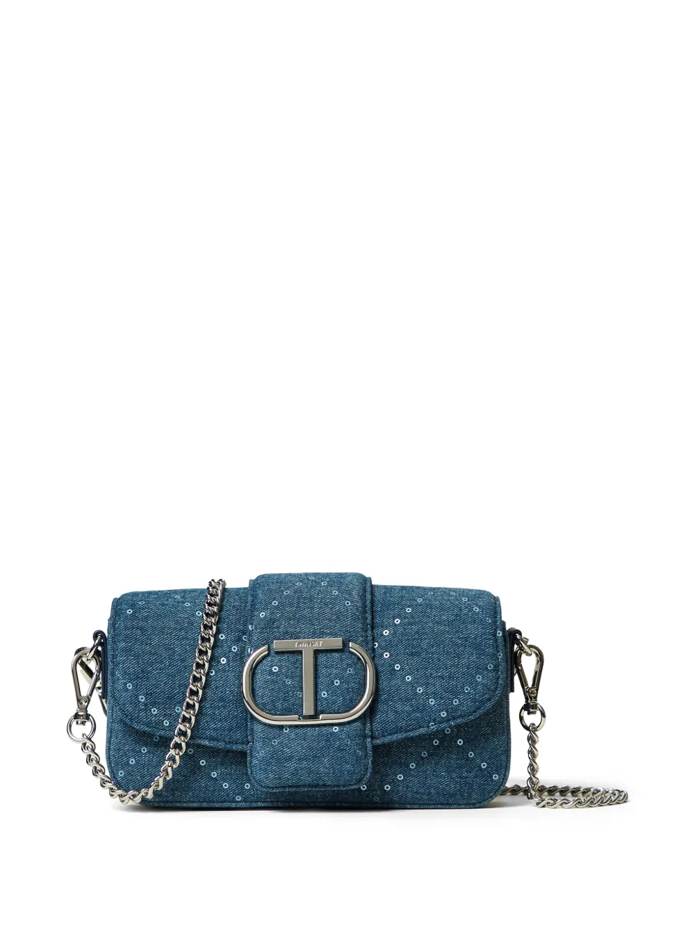 TWINSET OVAL T DENIM CROSS BODY BAG