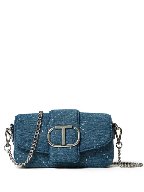 TWINSET Oval T denim cross body bag 