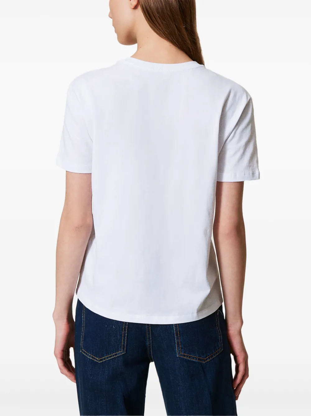TWINSET Oval T-shirt met T-plakkaat Wit