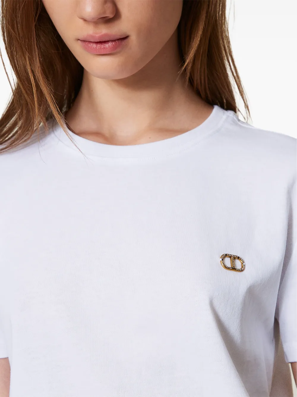 TWINSET Oval T-shirt met T-plakkaat Wit