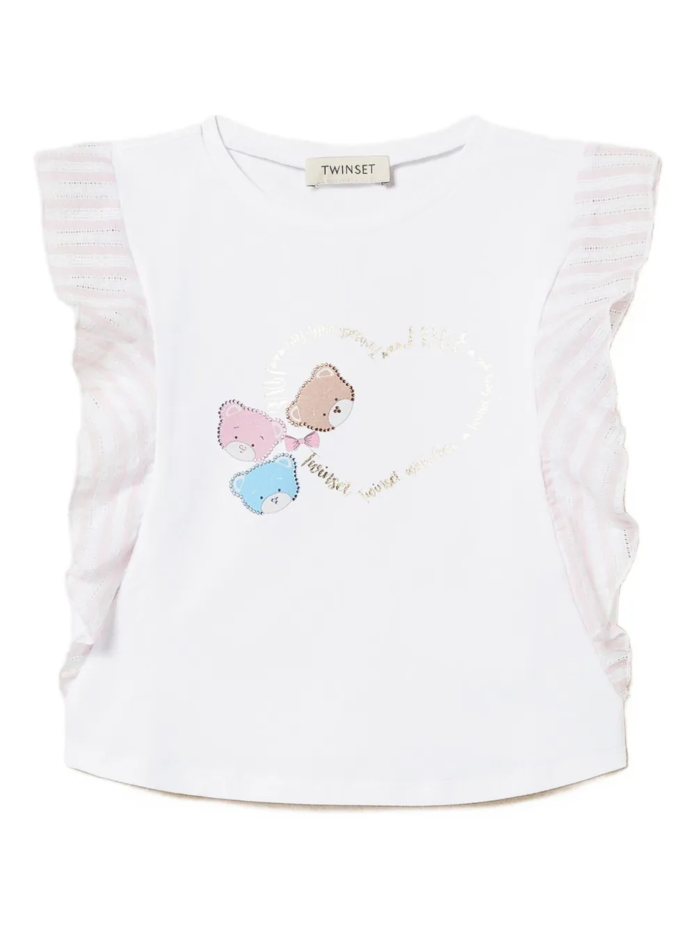TWINSET Kids T-shirt met ruchemouwen Wit