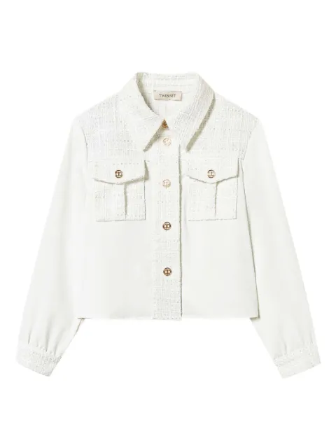 TWINSET Kids tweed-panel shirt