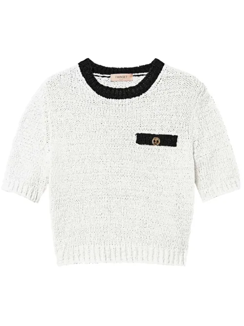 Pull crop à boutons Oval T - TWINSET - Modalova