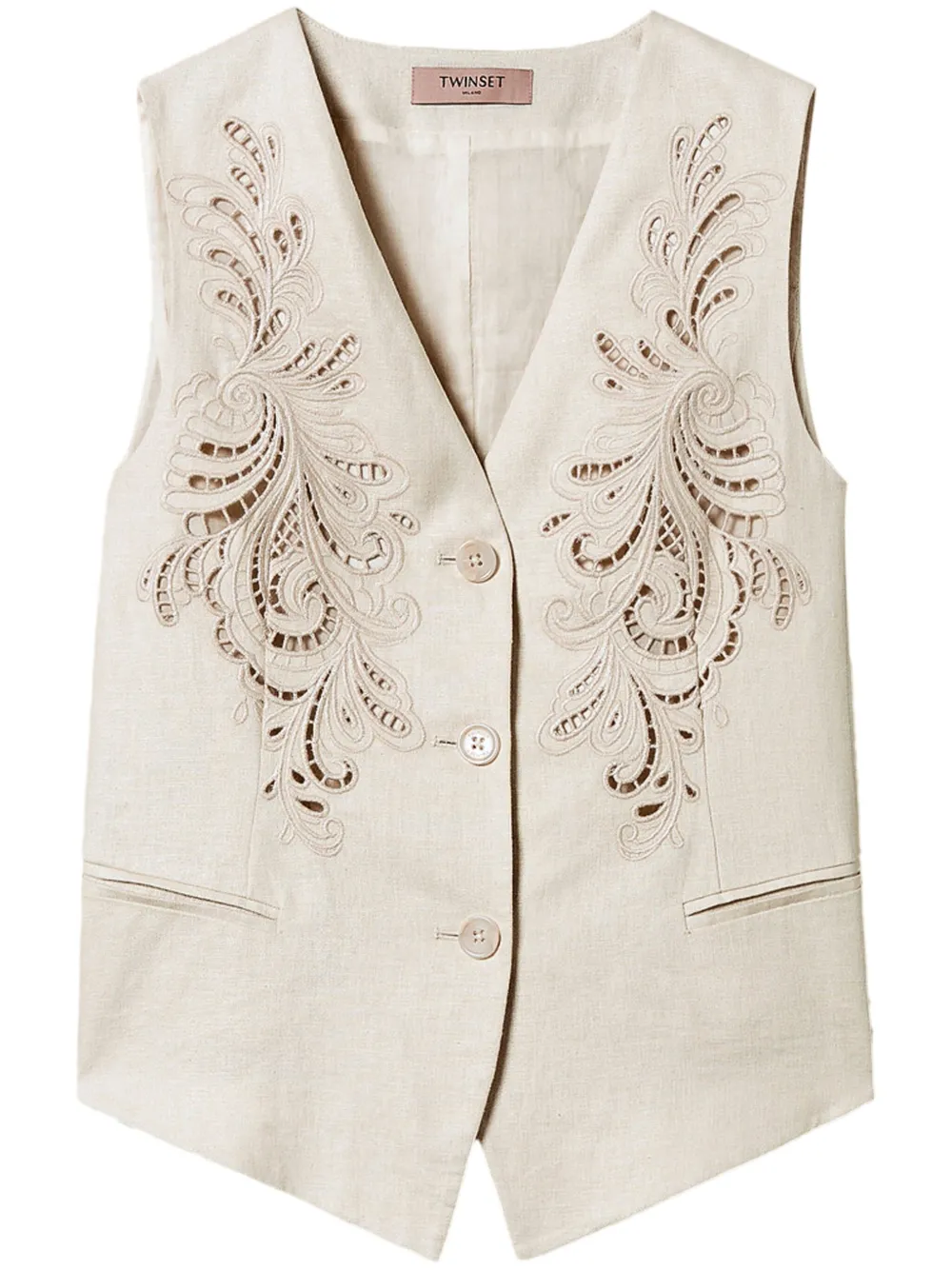 TWINSET Gilet met borduurwerk Beige