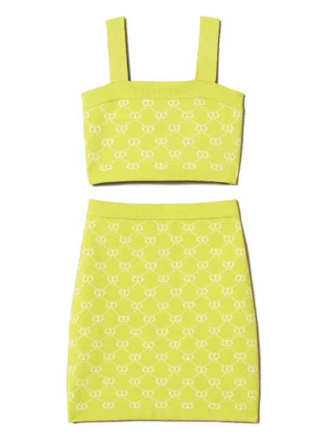 TWINSET Kids ensemble jupe-haut à logo intarsia