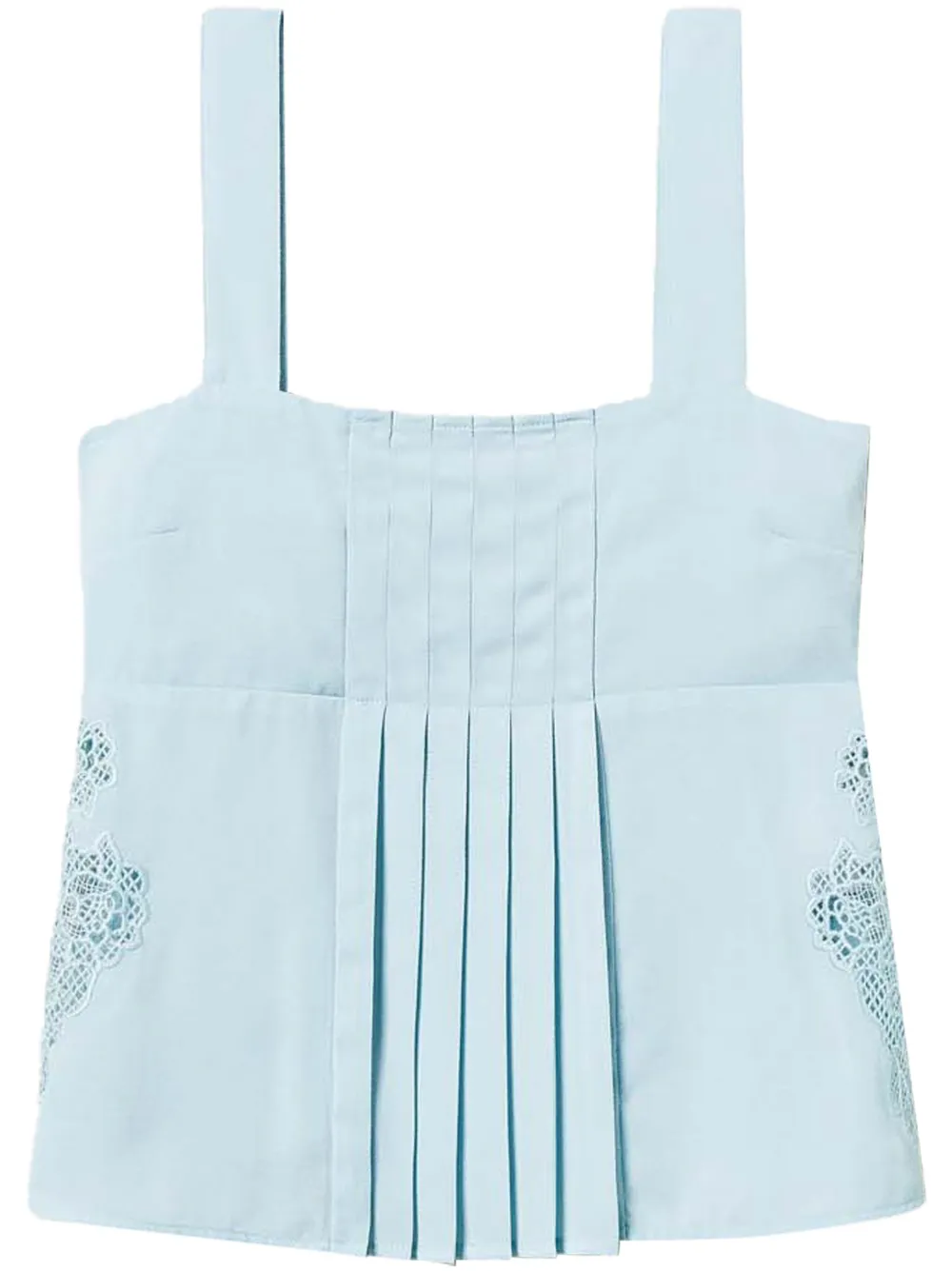 embroidery pleated twill top
