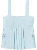 TWINSET embroidery pleated twill top - Blue