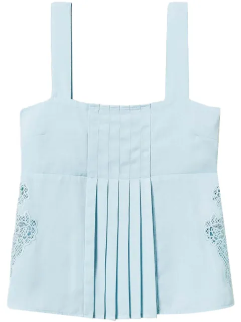 TWINSET embroidery pleated twill top