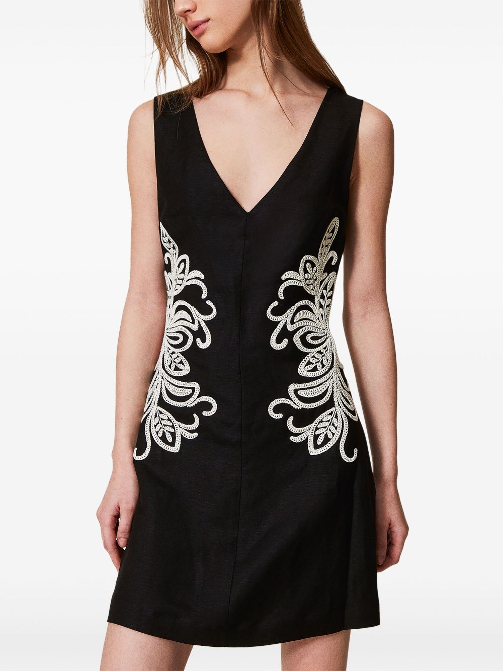 TWINSET embroidered mini dress - Zwart