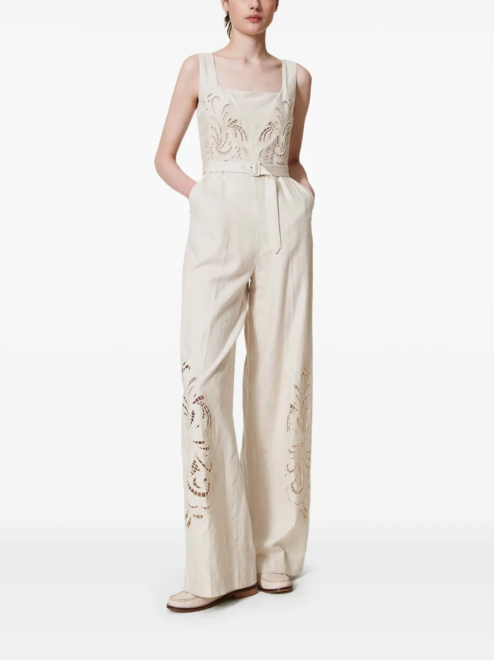 TWINSET Broderie anglaise jumpsuit - Wit