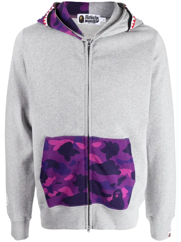 Bape color camo shark full zip hoodie purple online