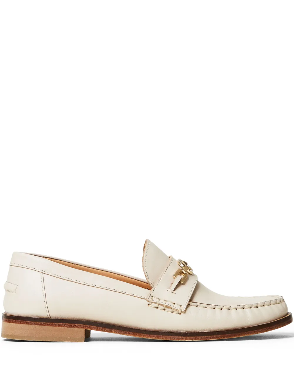 Shop Twinset Oval T Leather Loafers In White