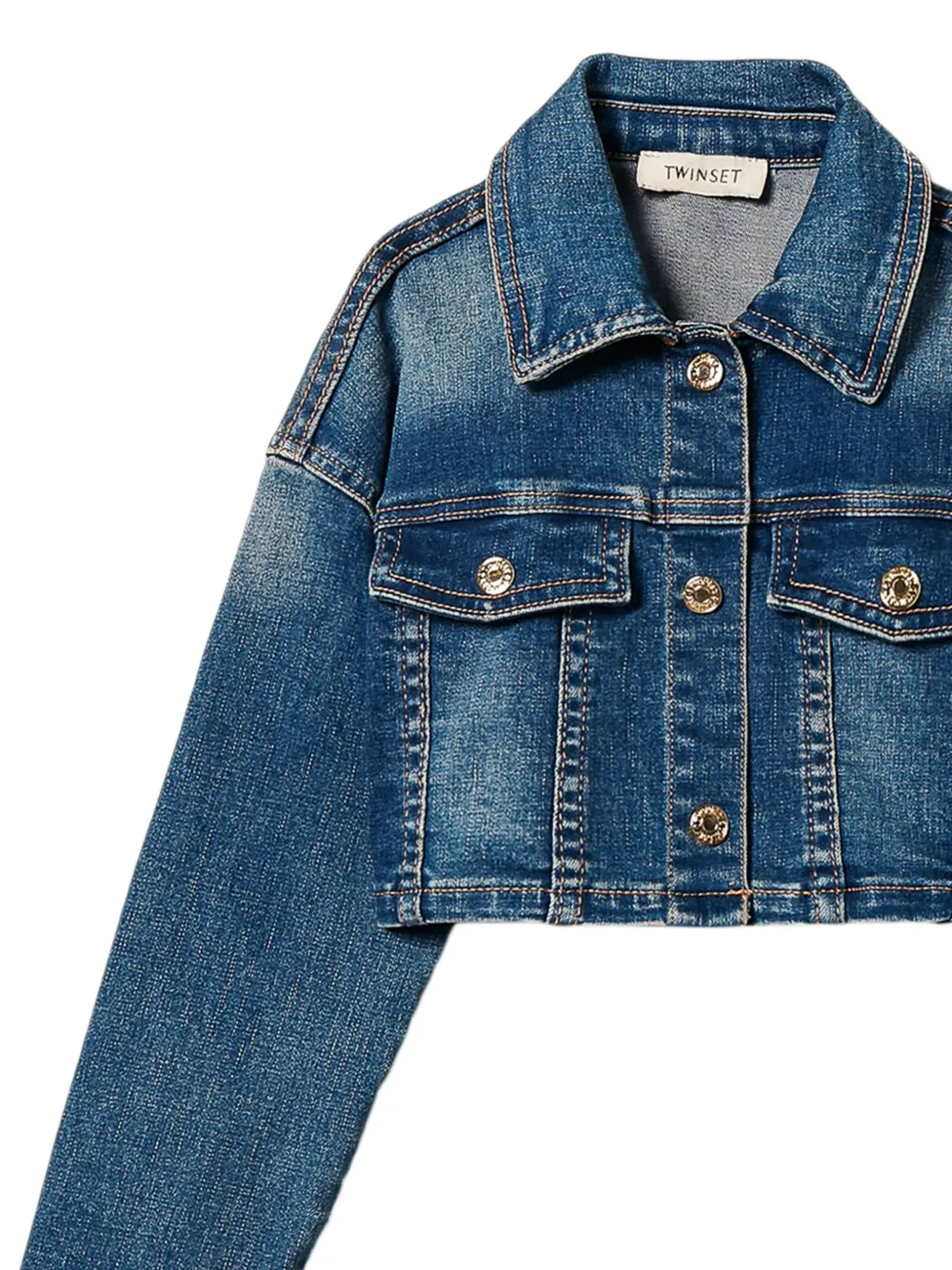 TWINSET Kids Cropped spijkerjack Blauw