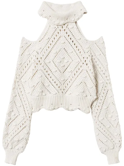 Pull en maille ajourée à coupe crop - TWINSET - Modalova
