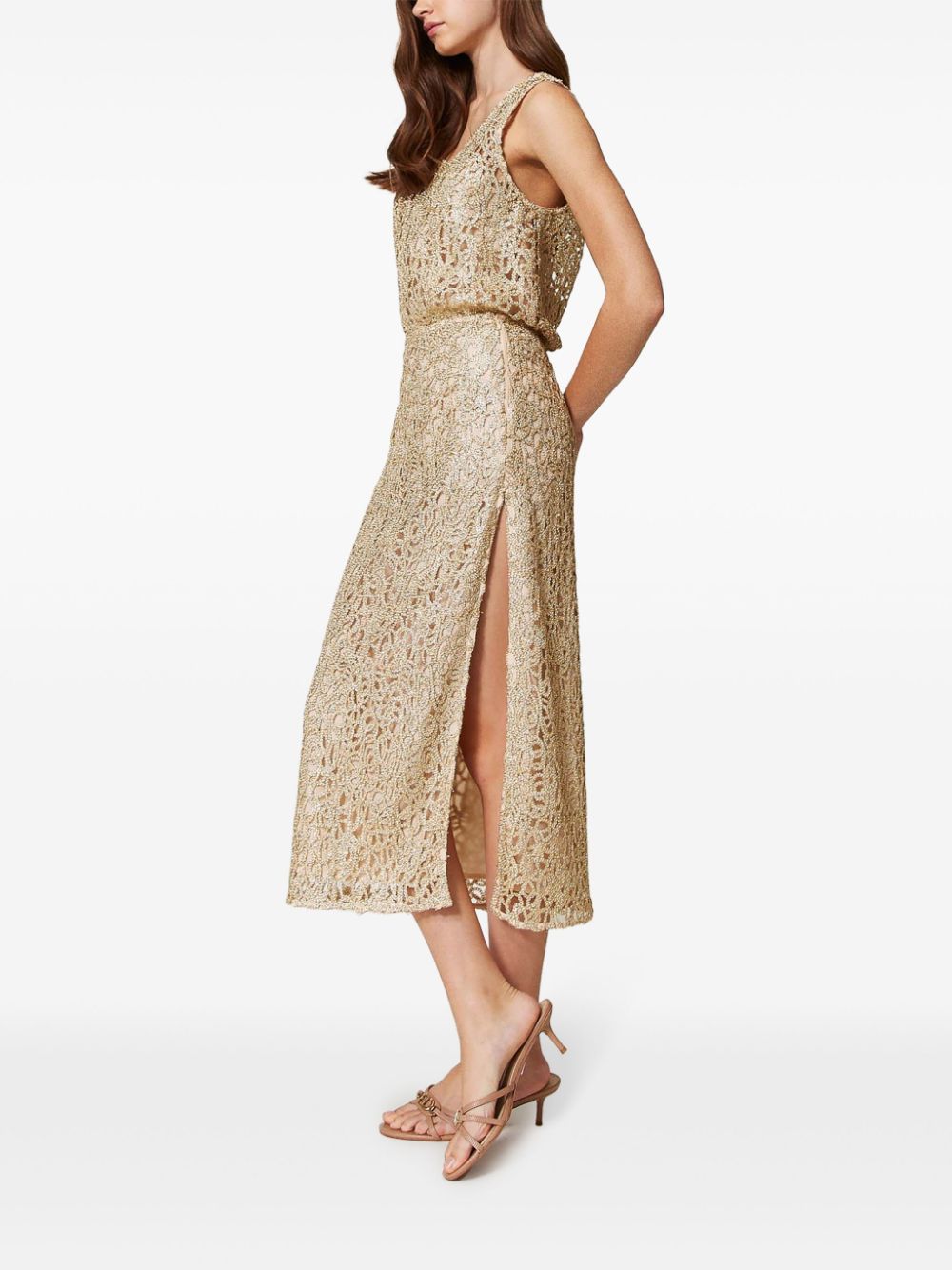 TWINSET Geweven midi-rok - Goud