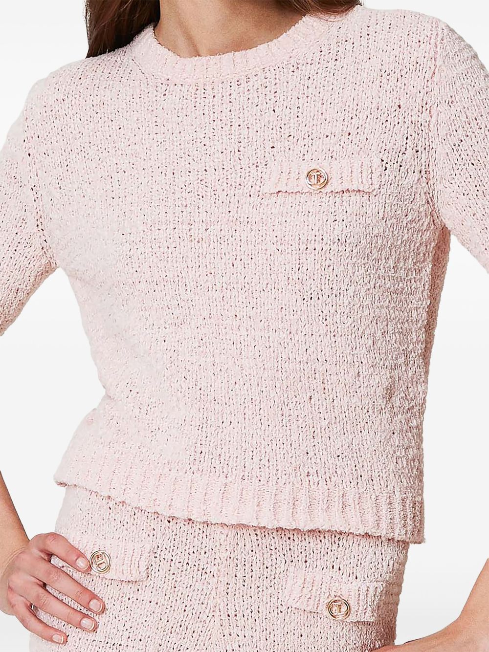 TWINSET Oval T cropped trui met knoopdetail - Roze