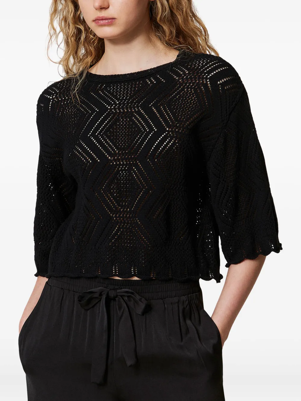 Shop Twinset Knitted T-shirt In Black