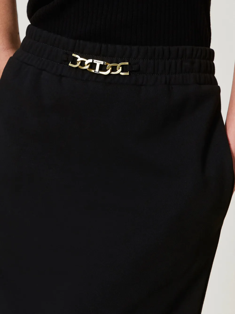 Shop Twinset Cotton Maxi Skirt In Black